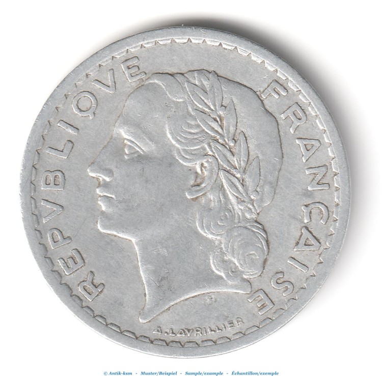 Münze Frankreich , 5 Francs von 1950 , ss , Lavrillier , Republique Francaise