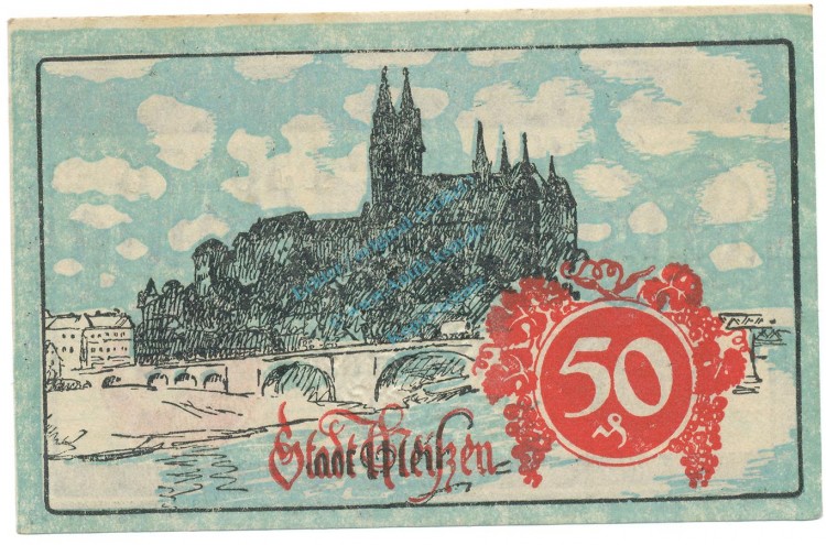 Meissen , Notgeld 50 Pfennig Schein unc-kfr. Ti.4470.05.05 , S o.D. Verkehrsausgabe -4182-