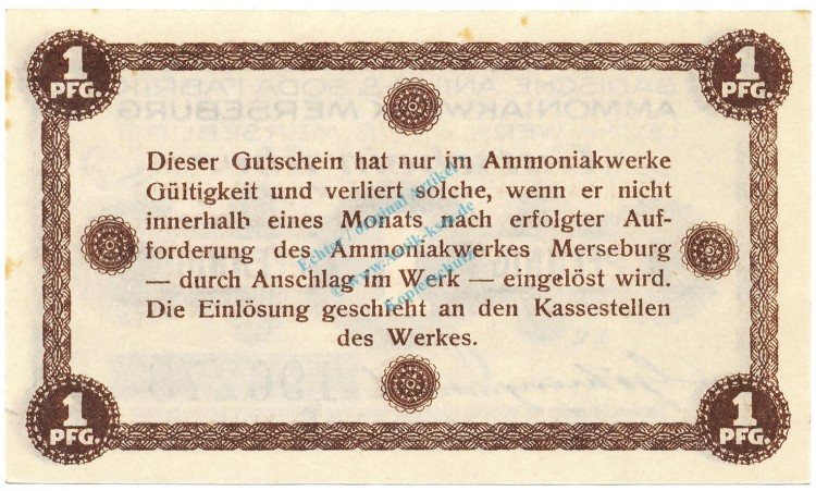 Merseburg , Notgeld 1 Pfennig Schein unc-kfr. Ti.4505.05.01 , SA 1920 Verkehrsausgabe -4214-
