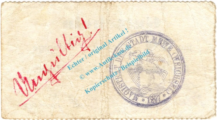 Mewe , Notgeld 50 Pfennig Schein in gbr.E , Diessner 233.2.d , Westpreussen o.D. Notgeld 1914-15