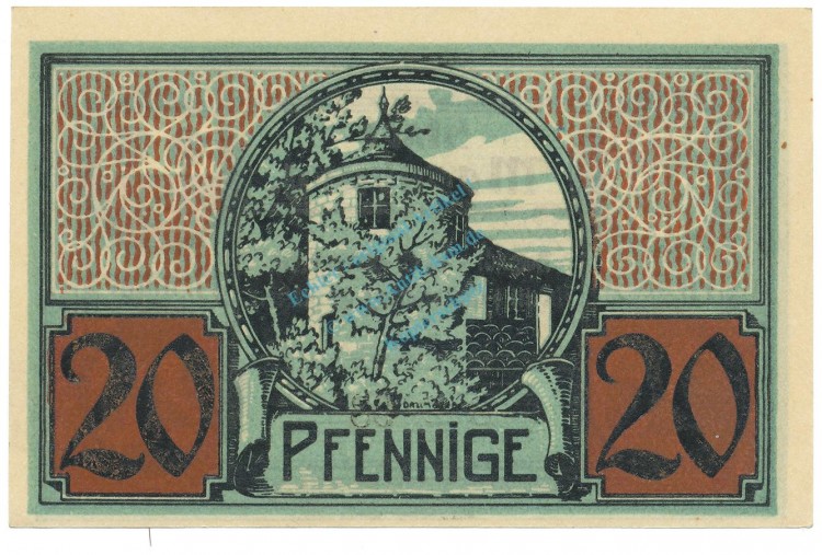 Moosburg , Notgeld 20 Pfennig Schein unc-kfr. Ti.4635.05.05 , BAY o.D. Verkehrsausgabe -4211-