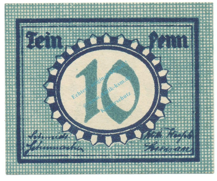 Neumünster , Notgeld 10 Pfennig Schein unc-kfr. Ti.4895.10.01 , SH 1920 Verkehrsausgabe -4176-