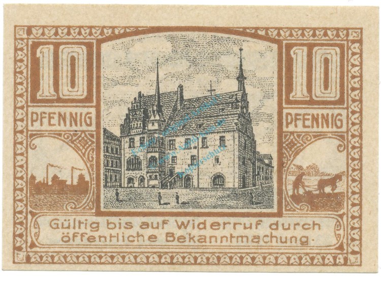 Neustadt , Notgeld 10 Pfennig Schein unc-kfr. Ti.4965.05.21 , TH 1920 Verkehrsausgabe -4171-