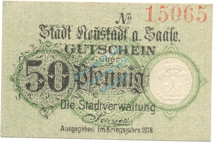 Neustadt , Notgeld 50 Pfennig Schein unc-kfr. Ti.4975.10.01 , BAY 1918 Verkehrsausgabe -4169-