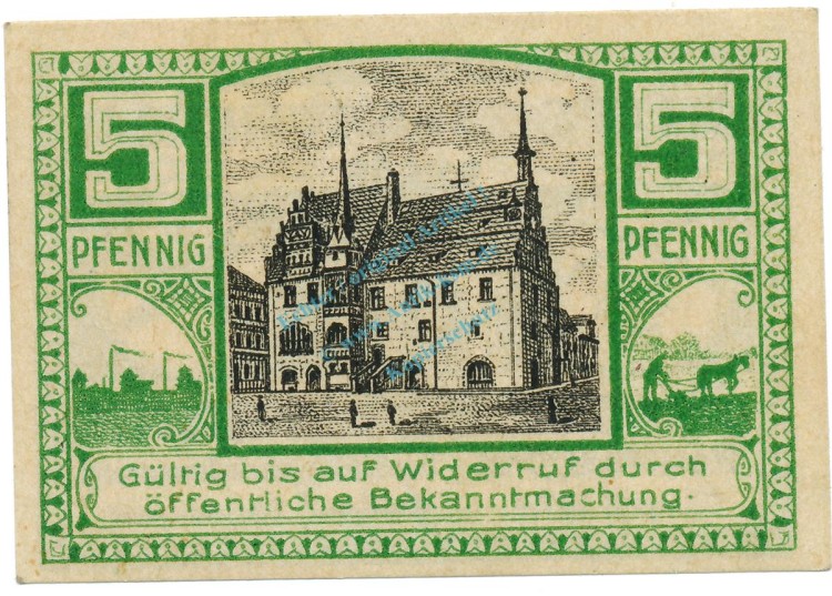 Neustadt , Notgeld 5 Pfennig Schein unc-kfr. Ti.4965.05.20 , TH 1920 Verkehrsausgabe -4170-