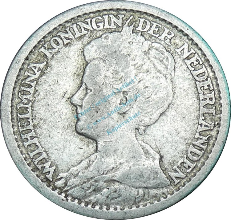 Niederlande , Kursmünze 25 Cents 1914 -Wilhelmina- KM.146 s , -0218-