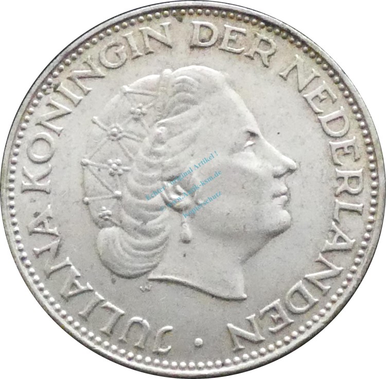 Niederlande , Kursmünze 2,5 Gulden 1961 -Juliana- KM.185 ss-vz , -0208-