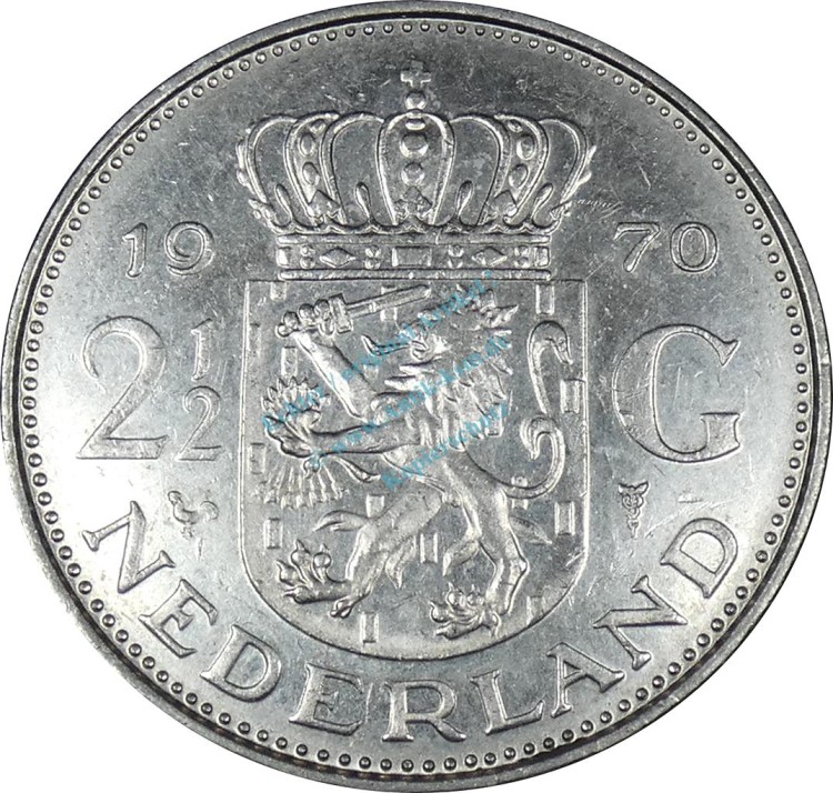Niederlande , Münze 2,5 Gulden 1970 -Juliana- KM.191 ss-vz -0237-