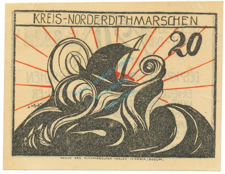 Norder-Dithmarschen , Notgeld 20 Pfennig -NOR- unc-kfr. M-G 983.4 , SH o.D. Seriennotgeld -5705-