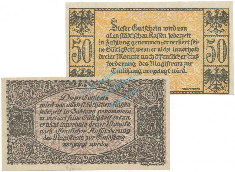 Nordhausen , Notgeld Set 2 Scheine unc-kfr. Ti.5175.05.35-36 , TH 1919 Verkehrsausgabe -4175-