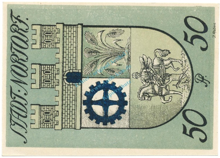 Nortorf , Notgeld 50 Pfennig Schein unc-kfr. M-G 989.2 , SH 1920 Seriennotgeld -5814-