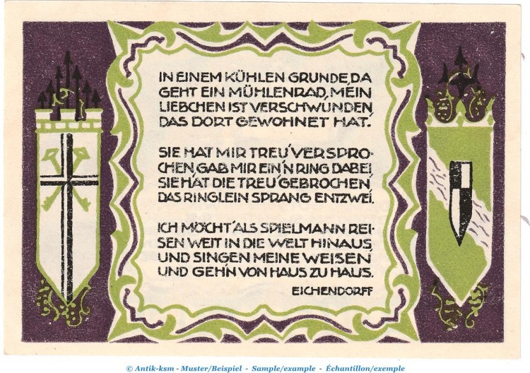 Notgeld Bank Königswinter 730.1 , 50 Pfennig Nr.6 -Serie 1502- in kfr. von 1921 , Westfalen Seriennotgeld