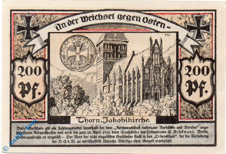 Notgeld Berlin , Ordensrat , 200 Pfennig Schein D , Mehl Grabowski 90.1 , Brandenburg Seriennotgeld
