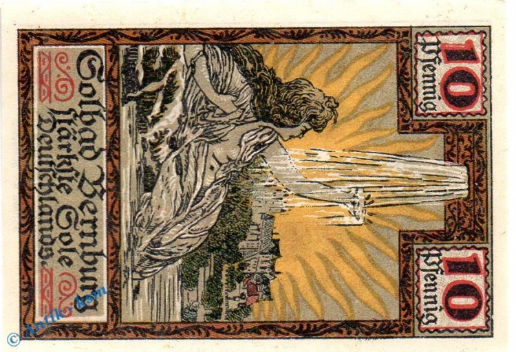Notgeld Bernburg , 10 Pfennig Schein 2. Aufl. in kfr. Mehl Grabowski 95.1.b , von 1921 , Sachsen Anhalt Seriennotgeld