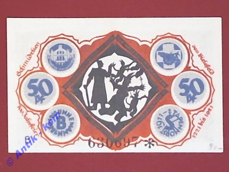 Notgeld Bielefeld , Teufelsgroßmutterschein , vollständiger Satz mit 1 Schein , Seriennotgeld , Nordrhein Westfalen , 103.5 C , von 1921