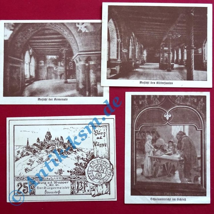 Notgeld Burg , Bürgermeisterei , 4 x 25 Pfennig , Mehl Grabowski 209.1 , von 1921 , Westfalen Seriennotgeld