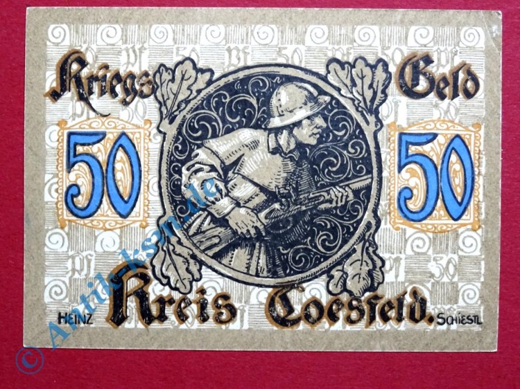 Coesfeld , Notgeld 50 Pfennig -WZ- unc-kfr. Tieste 1185.05.02 , NRW o.D. Verkehrsausgabe -0381-