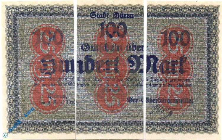 Notgeld Düren , 3 Drittel Scheine a 25 Pfennig , Mehl Grabowski 299.1 a,b,c , Westfalen Serien Notgeld