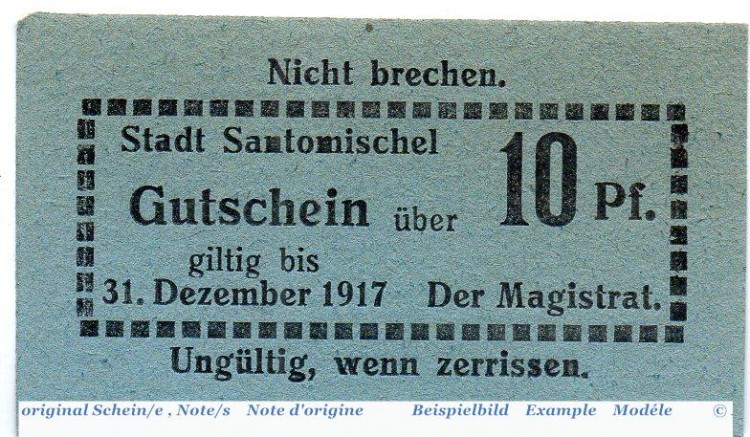 Notgeld der Stadt Santomischel 6425.05.36 , 10 Pfennig Schein in kfr. o.D. Posen Verkehrsausgabe