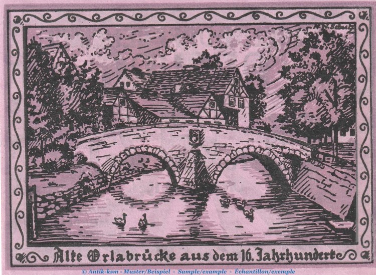 Notgeld Dorfgemeinde Oppurg 1023.1.a , 25 Pfennig Schein o. Drfa. in kfr. von 1921 , Thüringen Seriennotgeld