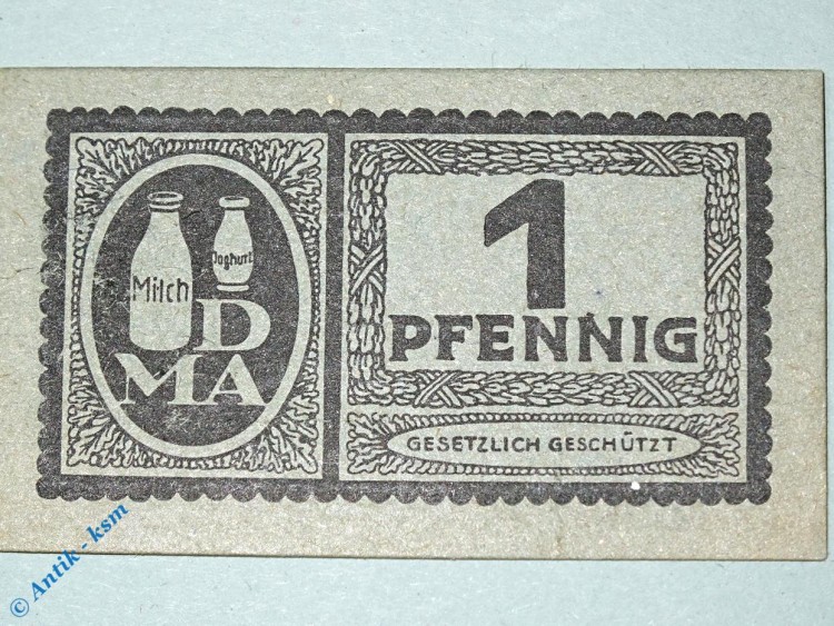 Notgeld Dresden , DMA , 1 Pfennig Schein o. Filiale , Tieste 1475.00.00 , Sachsen Verkehrsausgabe