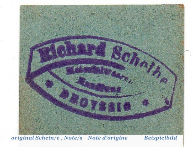 Notgeld Droyssig , R. Scheibe 50 Pfennig Schein in kfr. Tieste 1510.10. o.D. Sachsen Anhalt Verkehrsausgabe