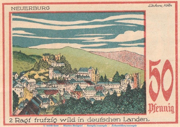Notgeld Eifelverein Speicher 1248.2 , 50 Pfennig -rauh- Nr.1 in kfr. von 1921 , Rheinland Seriennotgeld