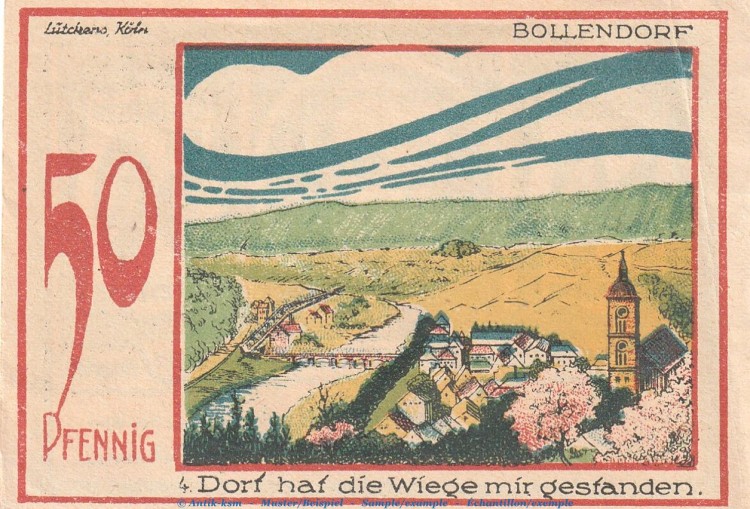 Notgeld Eifelverein Speicher 1248.2 , 50 Pfennig -rauh- Nr.4 in kfr. von 1921 , Rheinland Seriennotgeld