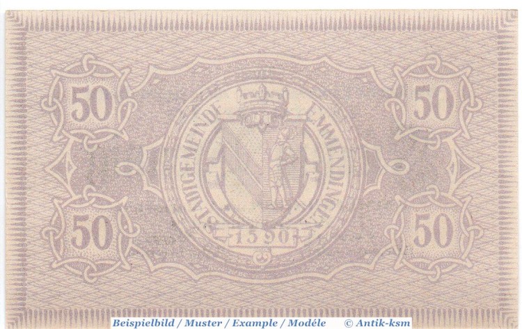 Notgeld Emmendingen , 50 Pfennig Schein in kfr. Tieste 1705.05.35 , von 1917 , Baden Verkehrsausgabe