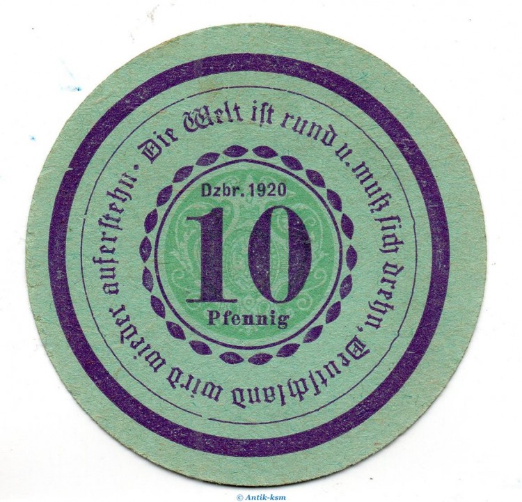Notgeld Görlitzer Nachrichten 449.2 , 10 Pfennig Schein in kfr. von 1920 , Schlesien Seriennotgeld