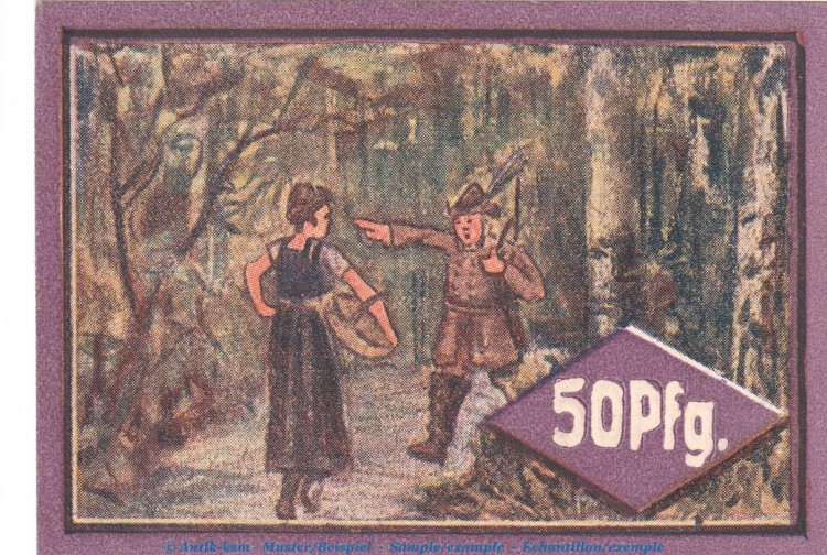 Notgeld Gemeinde Hockensbüll 614.1.a , 50 Pfennig B --Mit Kn-- in kfr. o.D. Schleswig Holstein Seriennotgeld