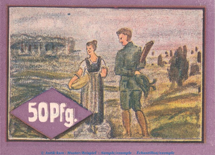 Notgeld Gemeinde Hockensbüll 614.2.a , 50 Pfennig C --Mit Kn-- in kfr. o.D. Schleswig Holstein Seriennotgeld