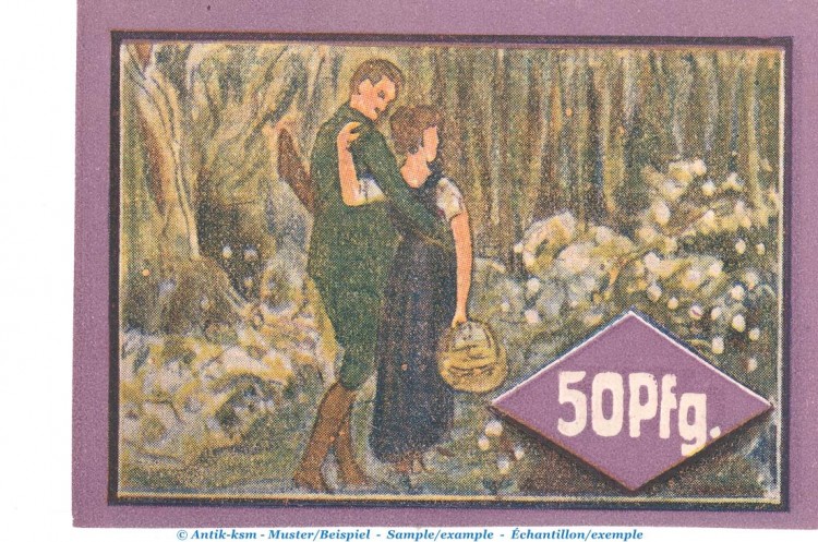 Notgeld Gemeinde Hockensbüll 614.2.a , 50 Pfennig D --Mit Kn-- in kfr. o.D. Schleswig Holstein Seriennotgeld