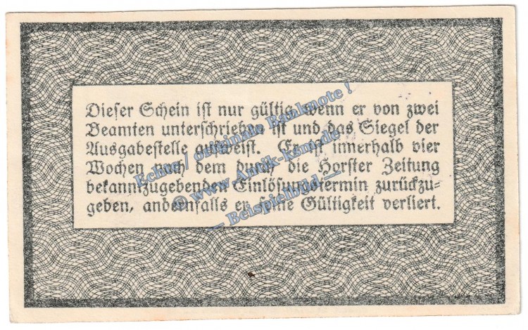 Notgeld Gemeinde Horst-Emscher 3150.05.01 , 10 Pfennig Schein in kfr. von 1917 Westfalen Verkehrsausgabe