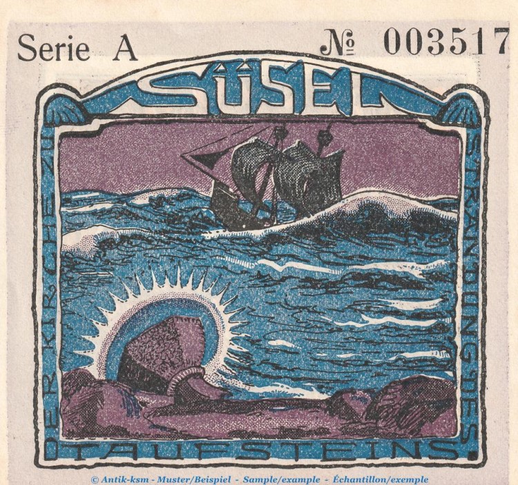 Notgeld Gemeinde Süsel 1300.1 , 100 Pfennig Schein in kfr. von 1921 , Schleswig Holstein Seriennotgeld
