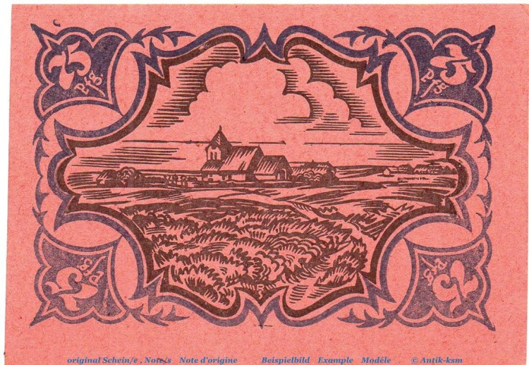 Notgeld Gemeinde Schobüll 1194.7.b , 75 Pfennig Schein rot in kfr. von 1921 , Schleswig Holstein Seriennotgeld