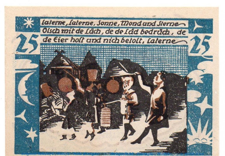 Notgeld Gemeinde Winzeldorf 1436.2 , 25 Pfennig Nr 1 o.Wz. in kfr. Schleswig Holstein Seriennotgeld