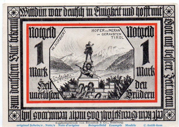 Notgeld Gemeinde Wittdün a. Amrum 1441.1 , 1 Mark Schein Nr 2 in kfr. o.D. Schleswig Holstein Seriennotgeld