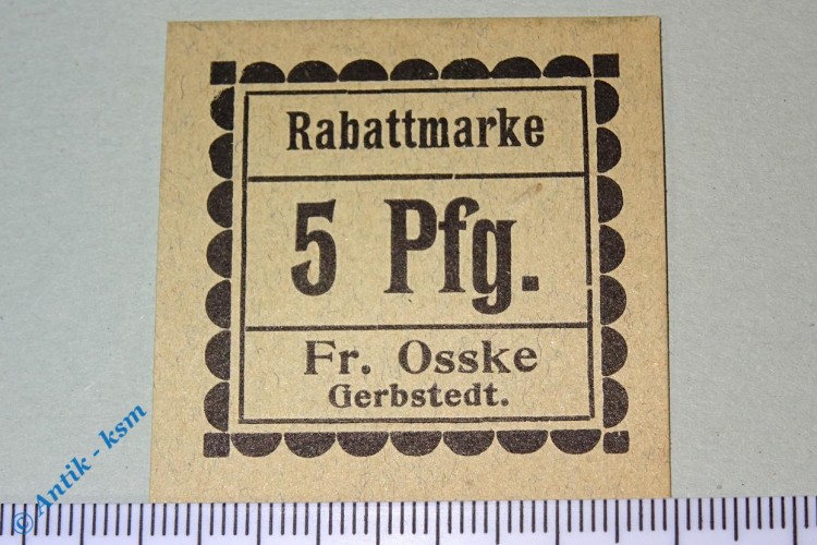 Notgeld Gerbstedt , Fr Osske , 5 Pfennig Schein , Tieste 2200.50.01 , Sachsen Verkehrsausgabe