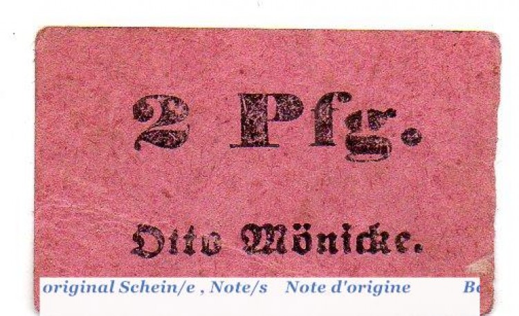 Notgeld Gerbstedt , O. Mönicke 2 Pfennig Schein in gbr. Tieste 2200.40.02 , o.D. Sachsen Anhalt Verkehrsausgabe