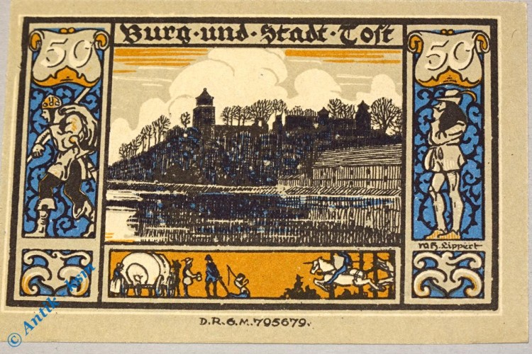 Notgeld Gleiwitz , 50 Pfennig Schein , Mehl Grabowski 437.1 a , Schlesien Seriennotgeld