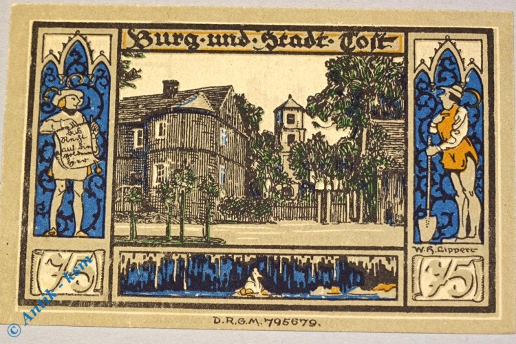 Notgeld Gleiwitz , 75 Pfennig Schein , Mehl Grabowski 437.1 a , Schlesien Seriennotgeld