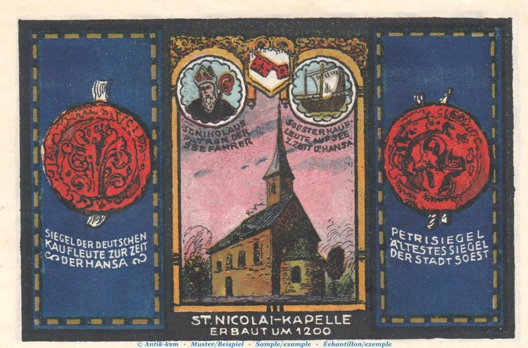 Notgeld Soest , Hansa Kaffee , 50 Pfennig Schein Nr 1 , Mehl Grabowski 1232.1 , Westfalen Serien Notgeld