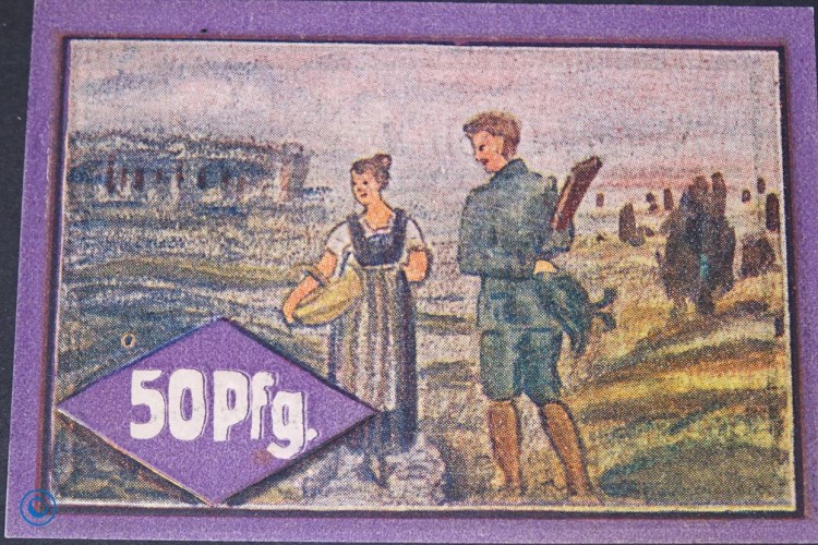 Notgeld Hockensbüll, 50 Pfennig Schein C , violett , Mehl Grabowski 614.2 b , Schleswig Holstein Seriennotgeld