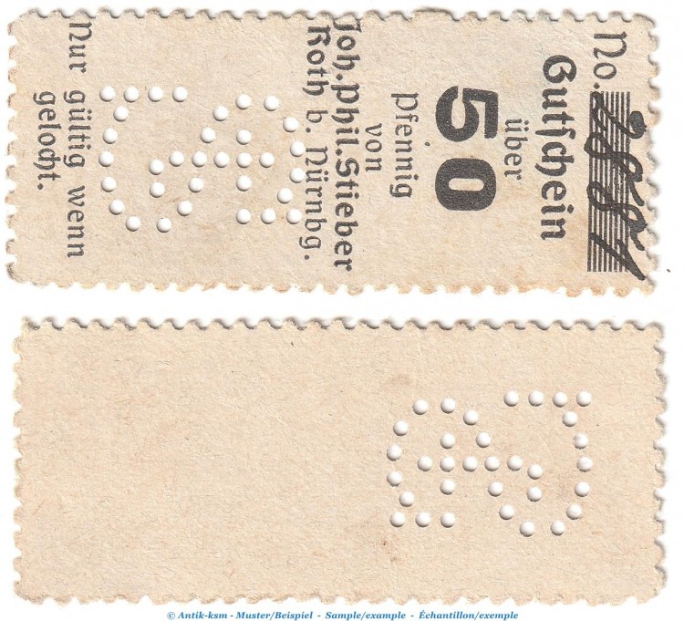 Notgeld Joh.Phil. Stieber Roth , 50 Pfennig Schein in kfr. Tieste 6235.05.07 o.D. Bayern Verkehrsausgabe