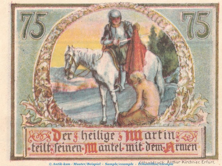 Notgeld Kleinrentner Meiningen 876.2.a , 75 Pfennig Schein Nr.2 in kfr. o.D. Thüringen Seriennotgeld