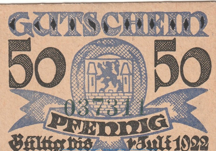 Notgeld Kreissparkasse Wittingen 8025.05.02 , 50 Pfennig Schein in kfr. o.D. Niedersachsen Verkehrsausgabe