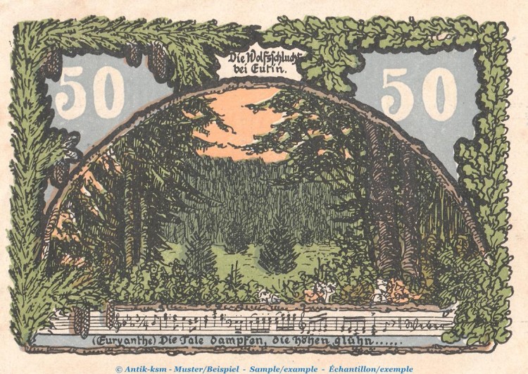 Notgeld Kriegerverein Eutin 357.1  , 50 Pfennig Schein Nr.3 in kfr. von 1921 , Schleswig Holstein Seriennotgeld