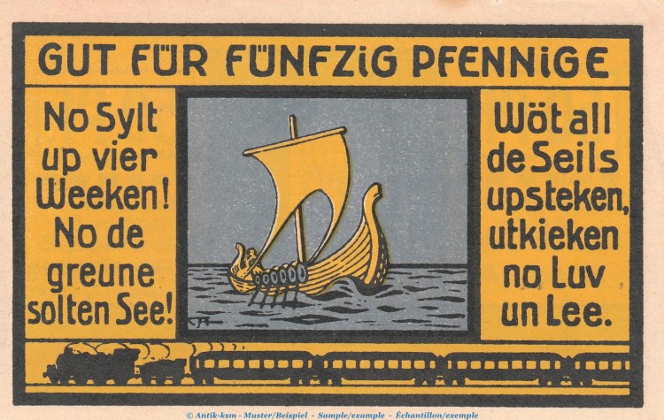 Notgeld Lehrerseminar Klasse II Hamburg 543.1 , 50 Pfennig Schein in kfr. o.D. Hamburg Seriennotgeld