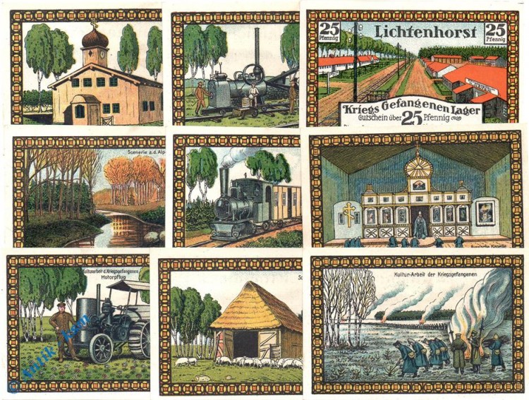 Notgeld Lichtenhorst , H. Heyer , Set mit 9 Scheinen , Mehl Grabowski 797.1 , Niedersachsen Seriennotgeld